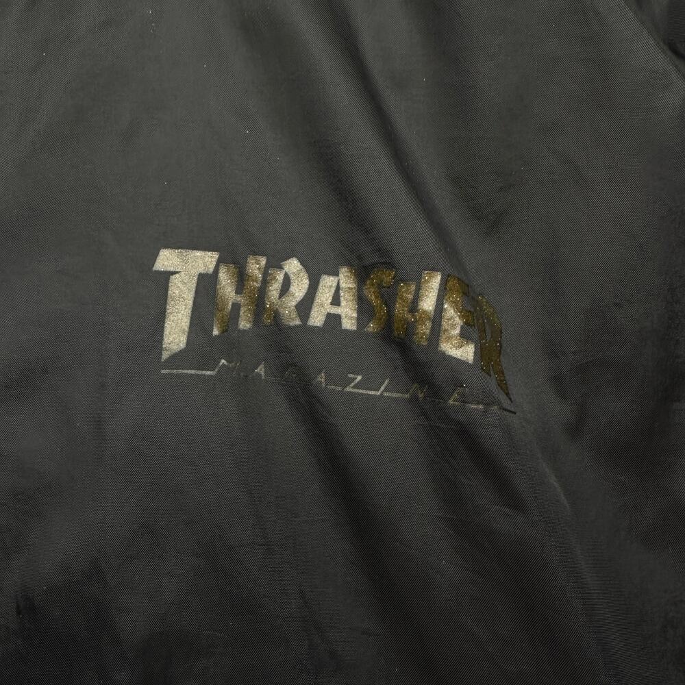 Thrasher Pentagram Coach Windbreaker Jacket Mens XL Black Gold Lined Snap Button - Picture 10 of 16